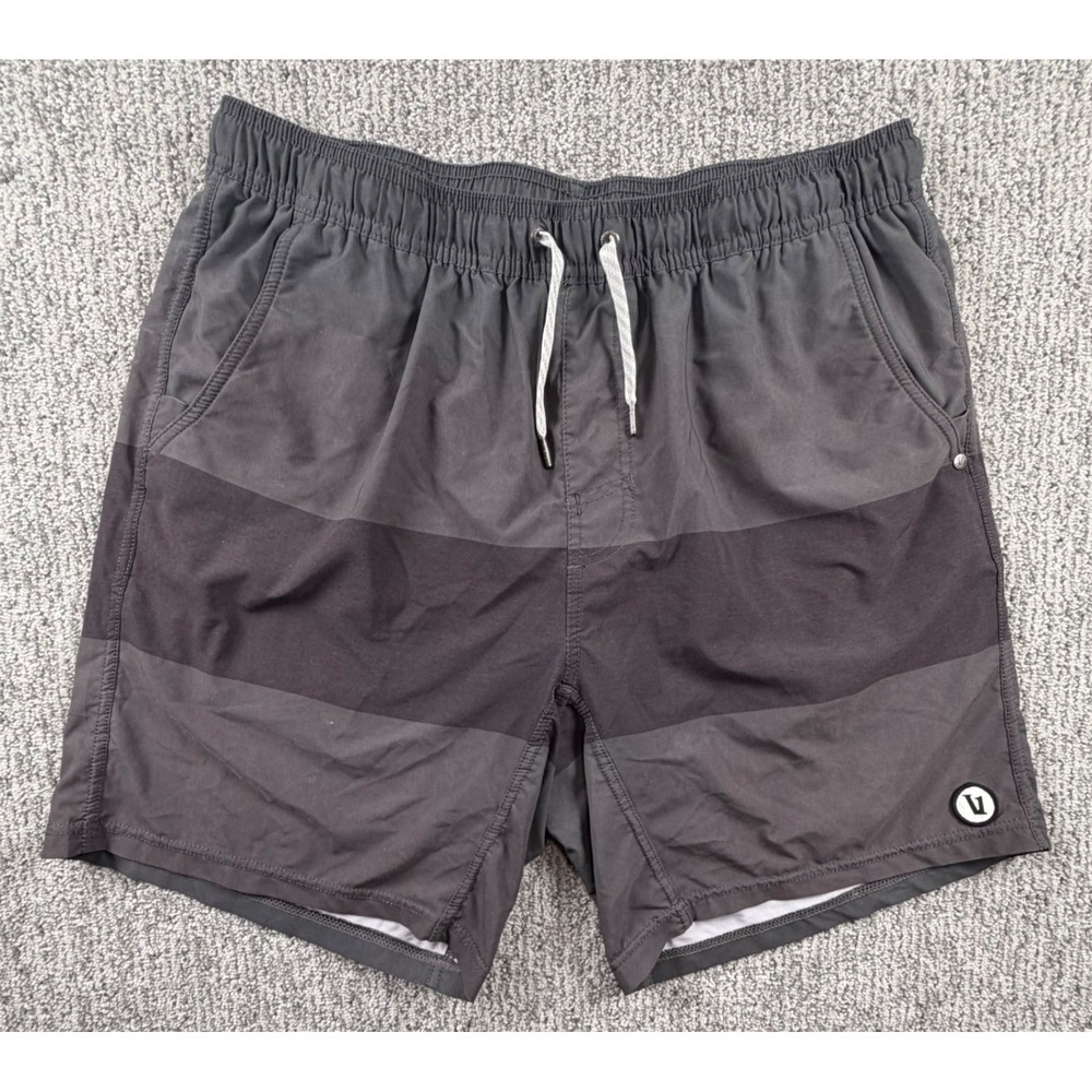 Vuori Banks Shorts Mens XL Grey Striped Performance Board Shorts V302